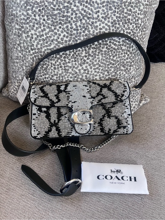 Coach Handbags - Coach Beaded Crystal Snakeskin-Print Soft Tabby Shoulder Bag 26